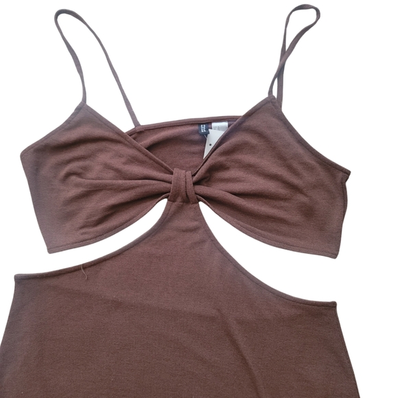 H&M Divided Cut Out Stretchy Soft Summer Dress in Brown Size XL - Picture 3 of 9